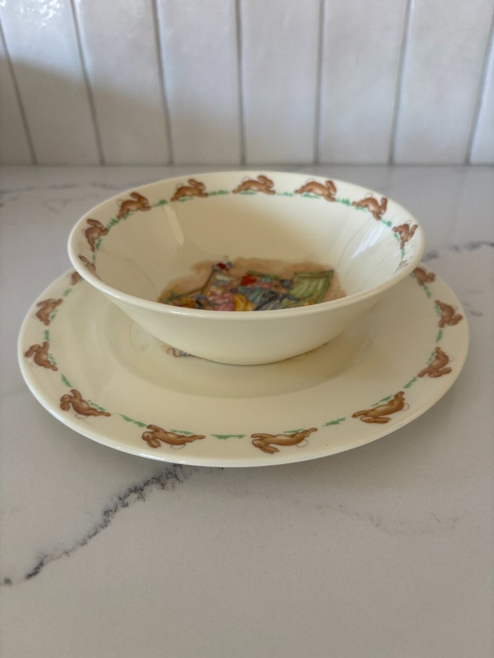 2 Piece Bunnykins Royal Doulton Fine Bone China in Very Good Vintage Condition